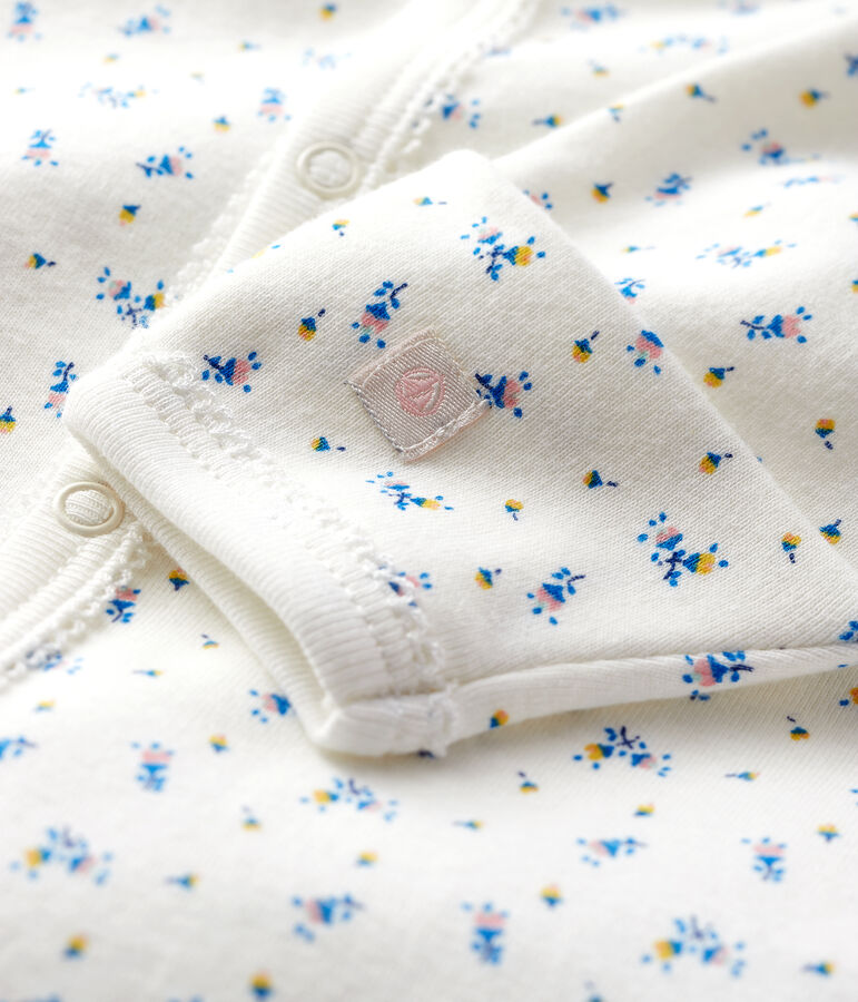 Baby Girls' Floral Print Ribbed Jumpsuit/Sleeping Bag MARSHMALLOW white/MULTICO white
