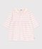 Babies' Breton stripe cotton dress with long sleeves and a sailor collar MILK pink/MARQUISE