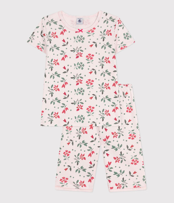 Children's floral print cotton capri pyjamas FLEUR pink/MULTICO white