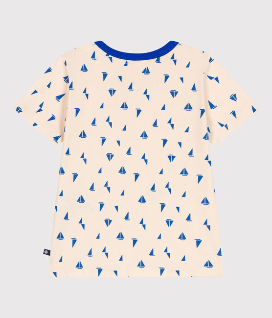 Children's short-sleeved printed cotton T-shirt AVALANCHE blue/PERSE white