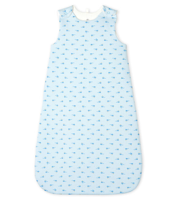 Babies' Rib Knit Sleeping Bag FRAICHEUR blue/MULTICO white
