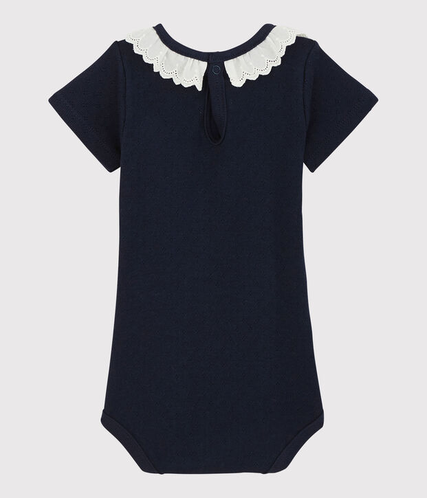 Baby Girls' Bodysuit with Eyelet Embroidery and Collar SMOKING
