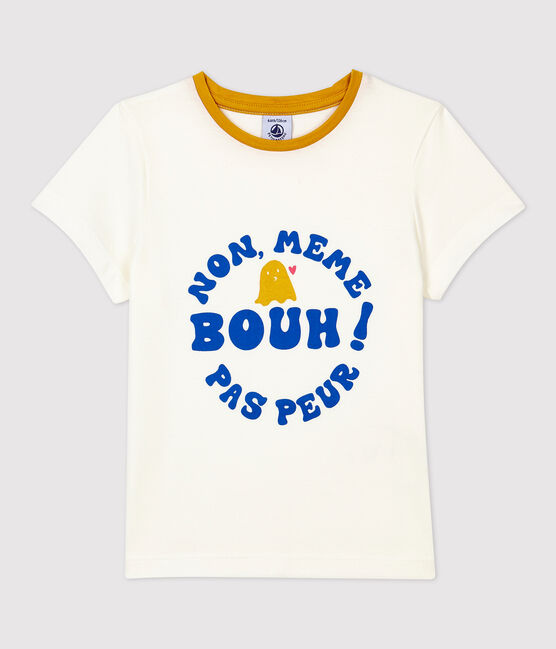 Girls' Short-Sleeved Cotton T-Shirt MARSHMALLOW white