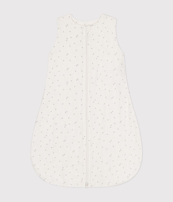 Babies' 1 TOG printed cotton sleeping bag MARSHMALLOW white/MISTIGRI white