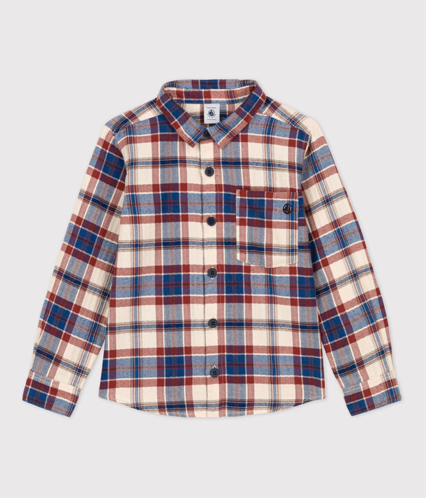 Boys' Checked Flannel Shirt Ecru/multicolor