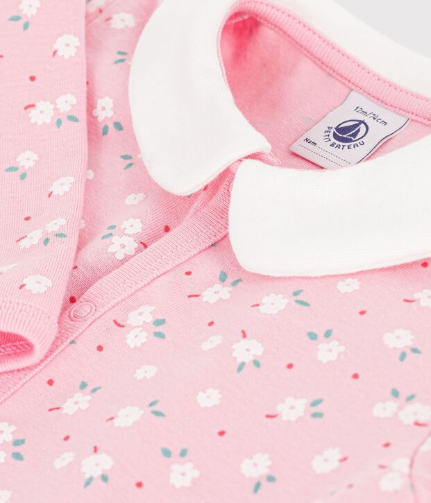 Babies' footless printed cotton pyjama suit pink/multicolor