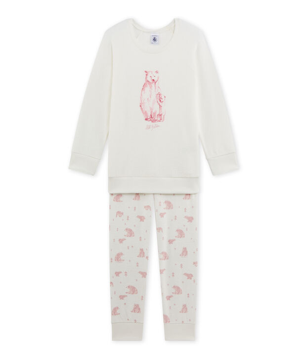 Girl's terry cloth pyjamas white/pink/multicolor