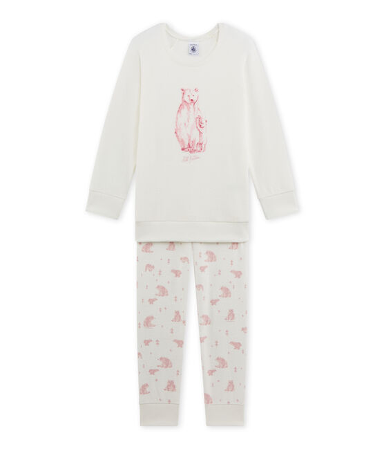 Girl's terry cloth pyjamas LAIT white/VIENNE pink/MULTICO