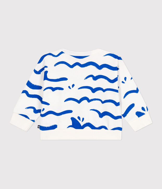 Babies' cotton sweatshirt with a shark print blue/blue