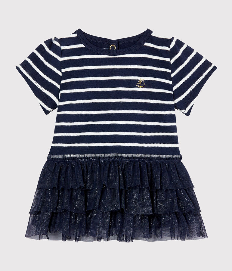 Baby girls' tulle and sailor striped dress blue/white