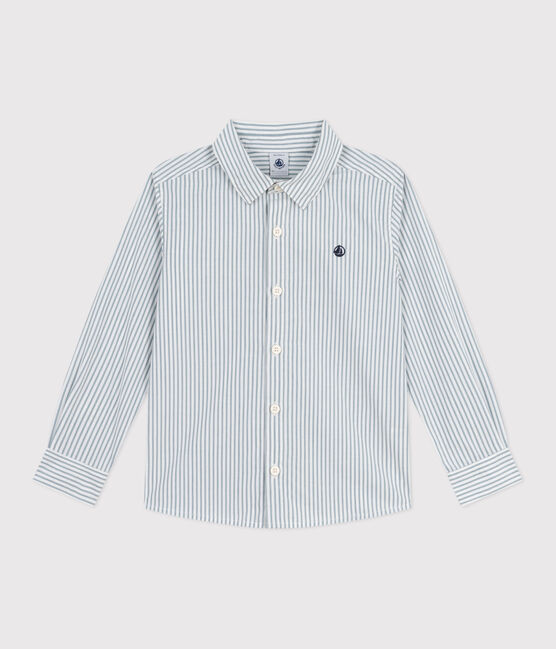 Children's stripy cotton shirt MILK green/GOBELIN