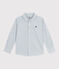 Children's stripy cotton shirt MILK green/GOBELIN
