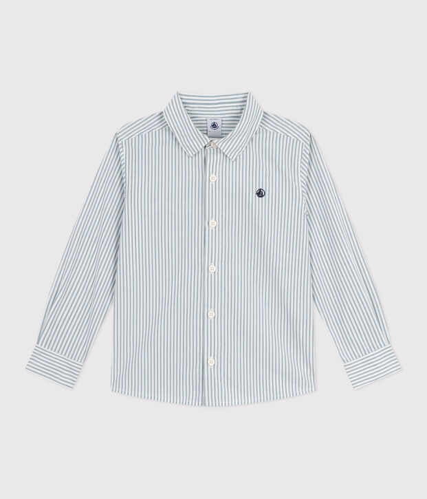 Children's stripy cotton shirt green/blue