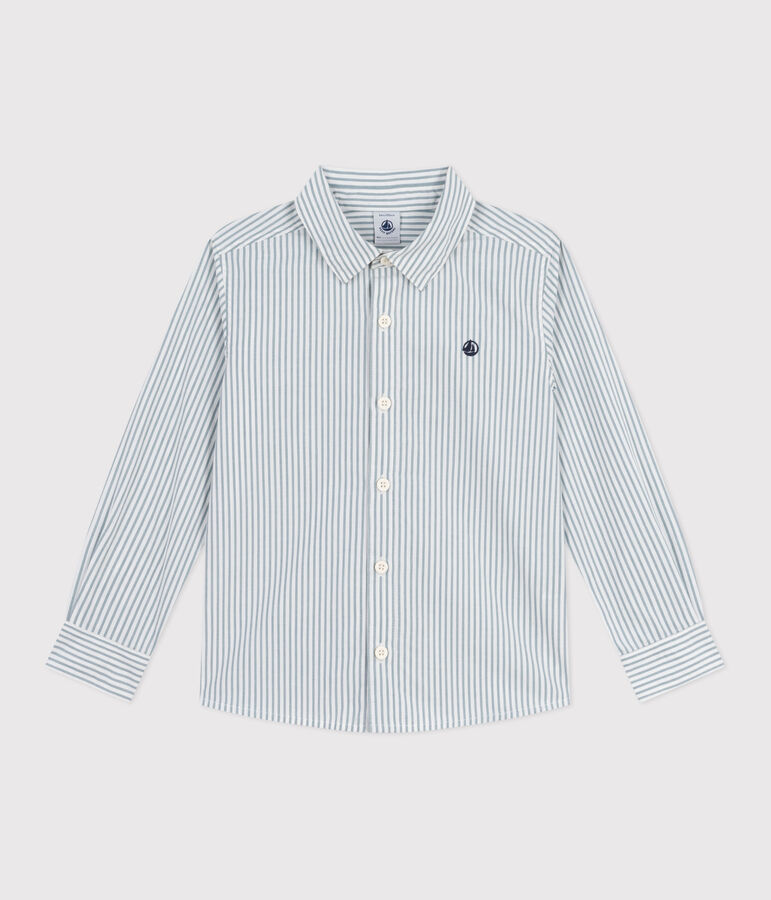 Children's stripy cotton shirt Ecru/blue