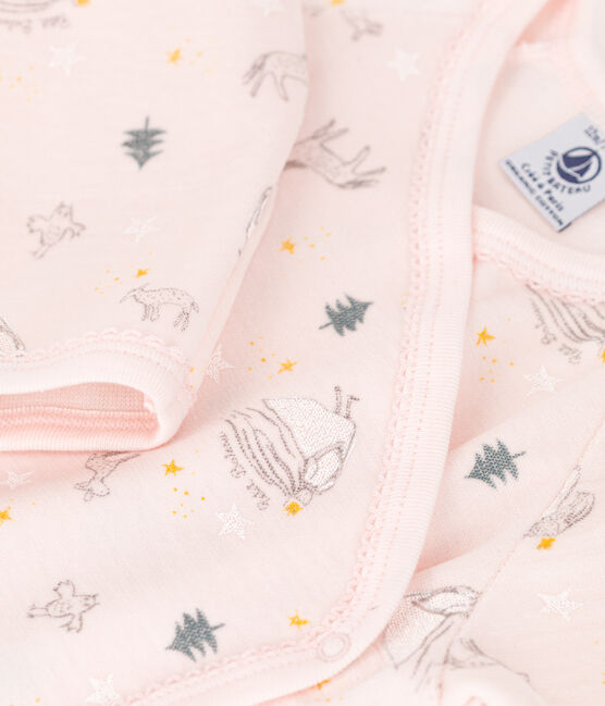 Babies' Princess Patterned Organic Cotton Velour Sleepsuit FLEUR pink/MULTICO white