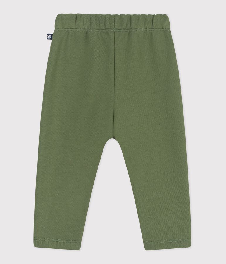 Babies' jogging bottoms in plain cotton OLIVINE green