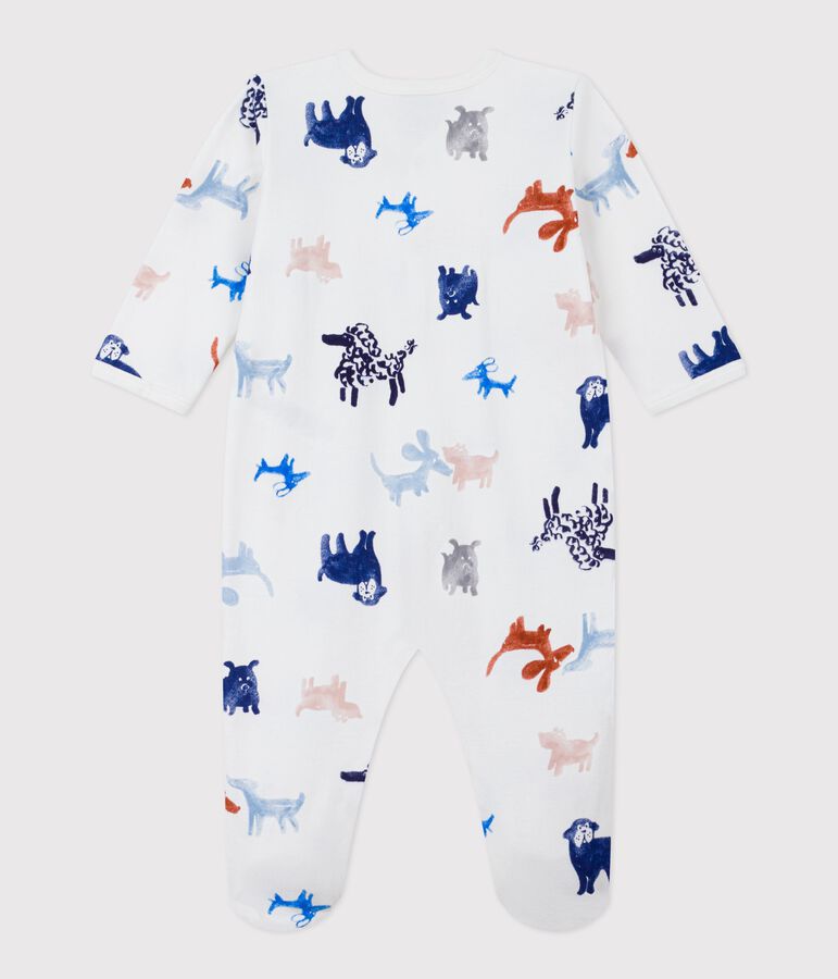 Babies' printed brushed fleece dog print pyjama suit white/multicolor
