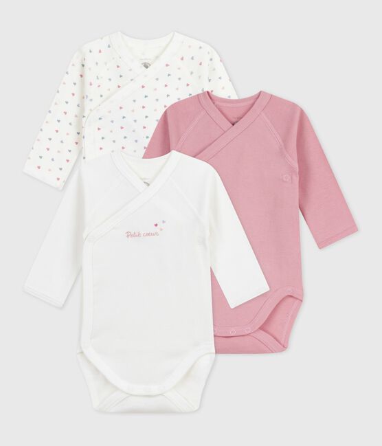 Pack of babies' long-sleeved printed cotton wrapover bodies variante 2