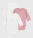 Pack of babies' long-sleeved printed cotton wrapover bodies