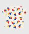 Babies' short-sleeved boat-print cotton T-shirt MILK /MULTICO