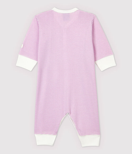 Babies' Pink Striped Footless Cotton and Lyocell Sleepsuit BOHEME pink/MARSHMALLOW white