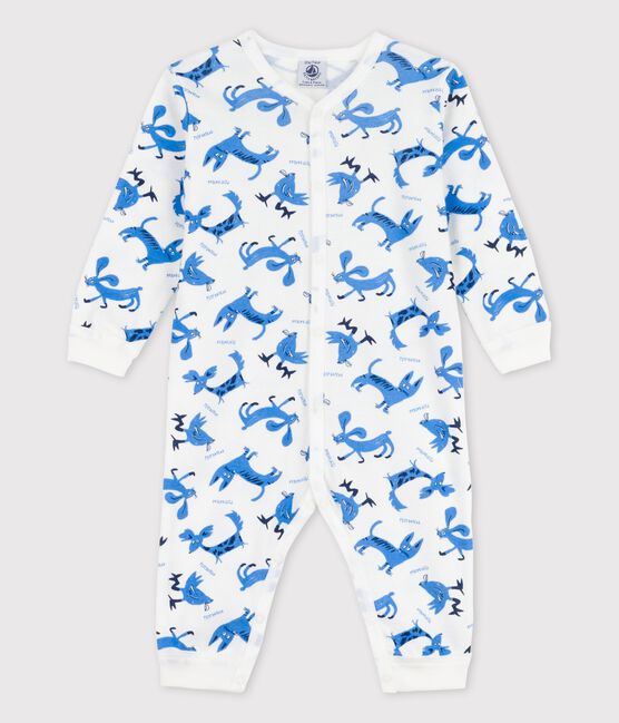 Babies' Footless Decorative Cotton Sleepsuit MARSHMALLOW white/MULTICO white