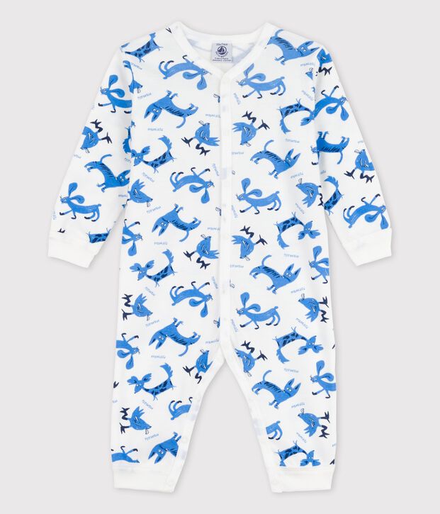 Babies' Footless Decorative Cotton Sleepsuit white/multicolor