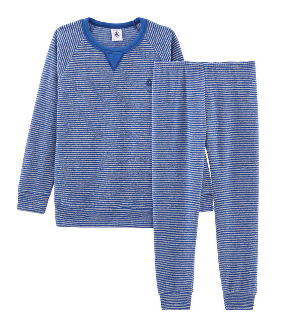 Boys' Pyjamas in Extra Warm Brushed Terry Towelling MAJOR blue/SUBWAY grey