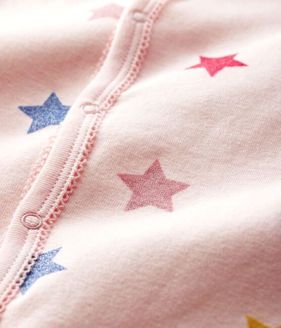 Baby Girls' Starry Footless Ribbed Sleepsuit FLEUR pink/MULTICO white
