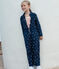Children's long-sleeved floral cotton jumpsuit MEDIEVAL blue/MARSHMALLOW white