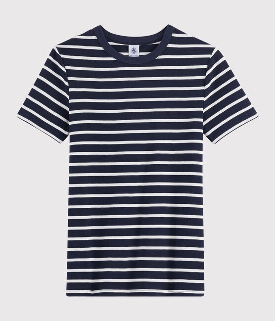 Women's iconic round neck T-shirt SMOKING blue/MARSHMALLOW white