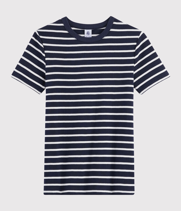 Women's iconic round neck T-shirt blue/white