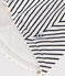 Babies' Stripy Cotton Hooded Cape MARSHMALLOW white/SMOKING blue