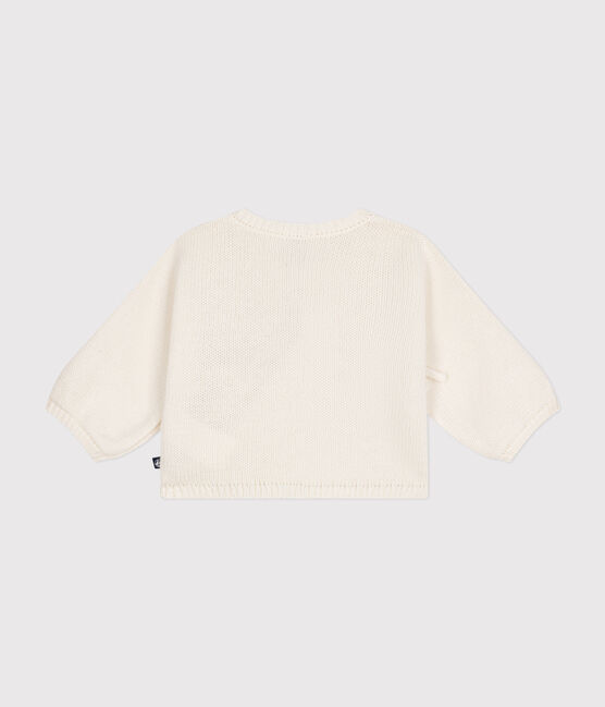 Babies' wool and cotton cardigan MARSHMALLOW white