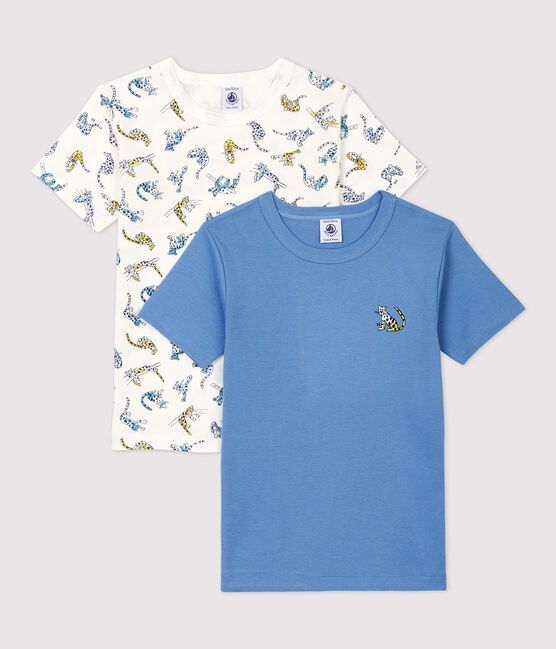 Boys' Short-Sleeved Panther Print Organic Cotton T-Shirts - 2-Pack variante 1