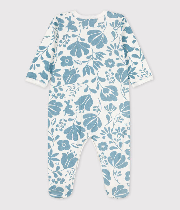 Babies' Floral Tube Knit Sleepsuit white/blue