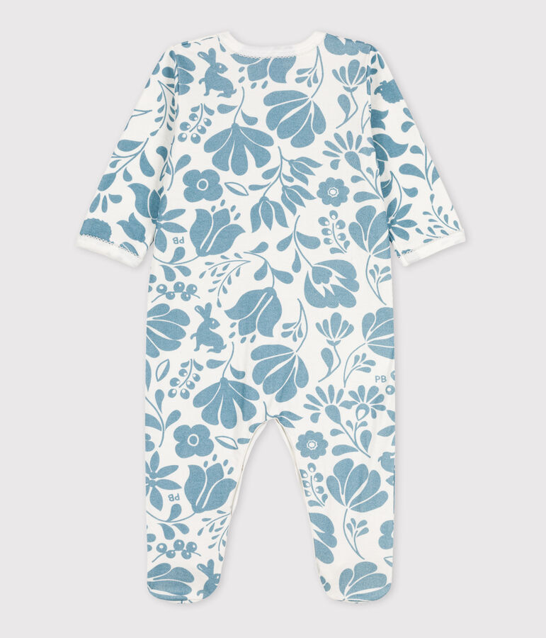 Babies' Floral Tube Knit Sleepsuit white/blue