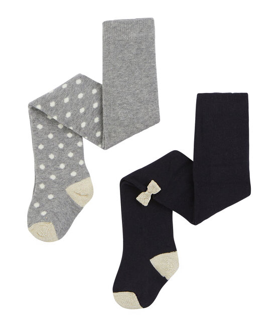 Baby Girls' Tights - 2-Piece Set SUBWAY grey/SMOKING blue
