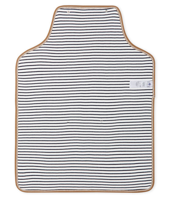 Babies' Rib Knit Changing Mat MARSHMALLOW white/SMOKING blue