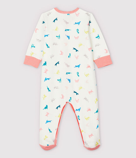 Babies' Colourful Cats Double-Sided Jersey Sleepsuit MARSHMALLOW white/MULTICO white