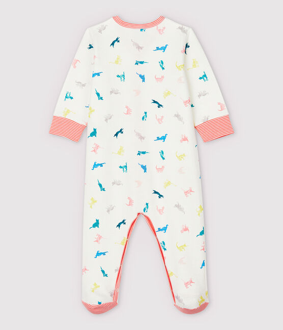 Babies' Colourful Cats Double-Sided Jersey Sleepsuit MARSHMALLOW white/MULTICO white