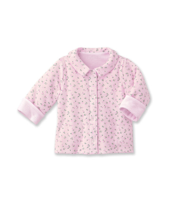 Unisex baby padded reversible milleraies jacket  VIENNE pink/ECUME white