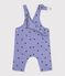 Babies' dungarees in serge with long legs and a heart print purple/multicolor