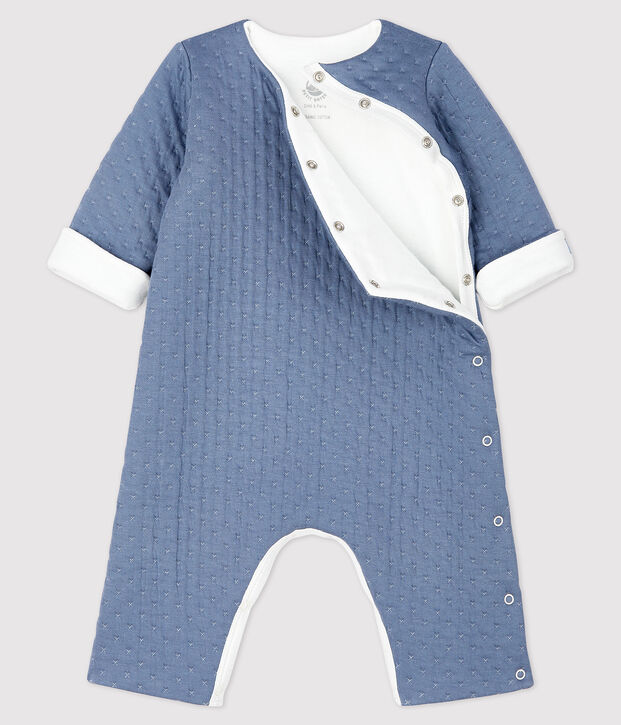 Babies' Long Jumpsuit in Quilted Tube Knit grey