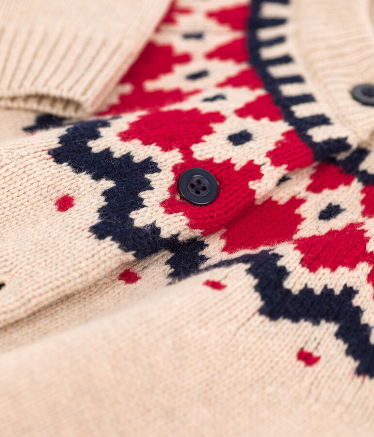 Girls' Wool/Cotton Cardigan beige/multicolor