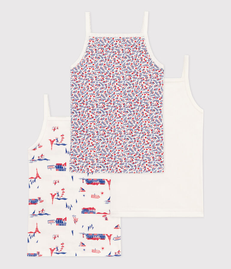 Girls' Paris Themed Cotton Vests - 3-Pack multicolor