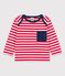 Babies' Striped Jersey Long-Sleeved T-Shirt PEPS red/MARSHMALLOW white