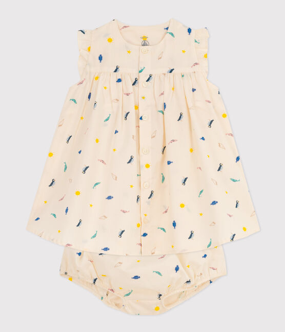Babies' Patterned Poplin Dress and Bloomers AVALANCHE white/MULTICO