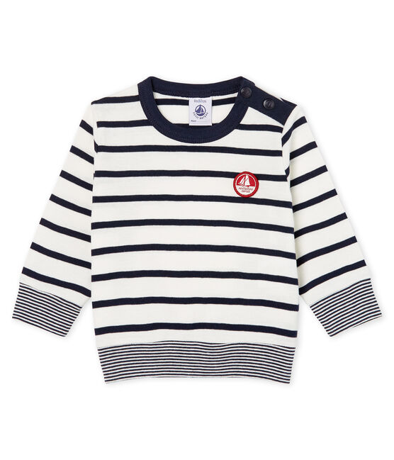 Baby Boys' Sailor Striped Long-Sleeved T-Shirt MARSHMALLOW white/SMOKING blue