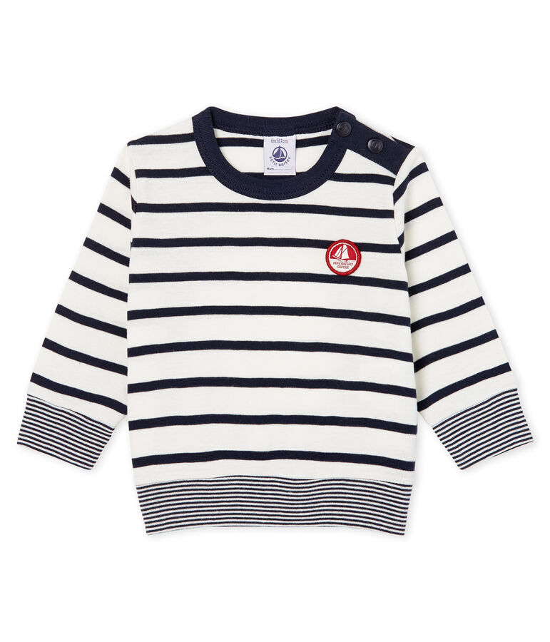 Baby Boys' Sailor Striped Long-Sleeved T-Shirt white/blue